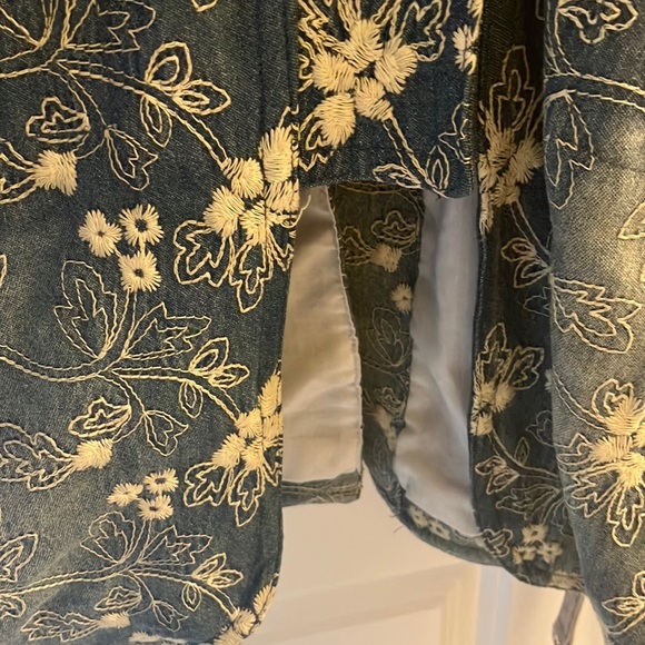 Nanette Lepore long denim asymmetrical floral embroidered denim jacket trench 4 - Picture 12 of 17